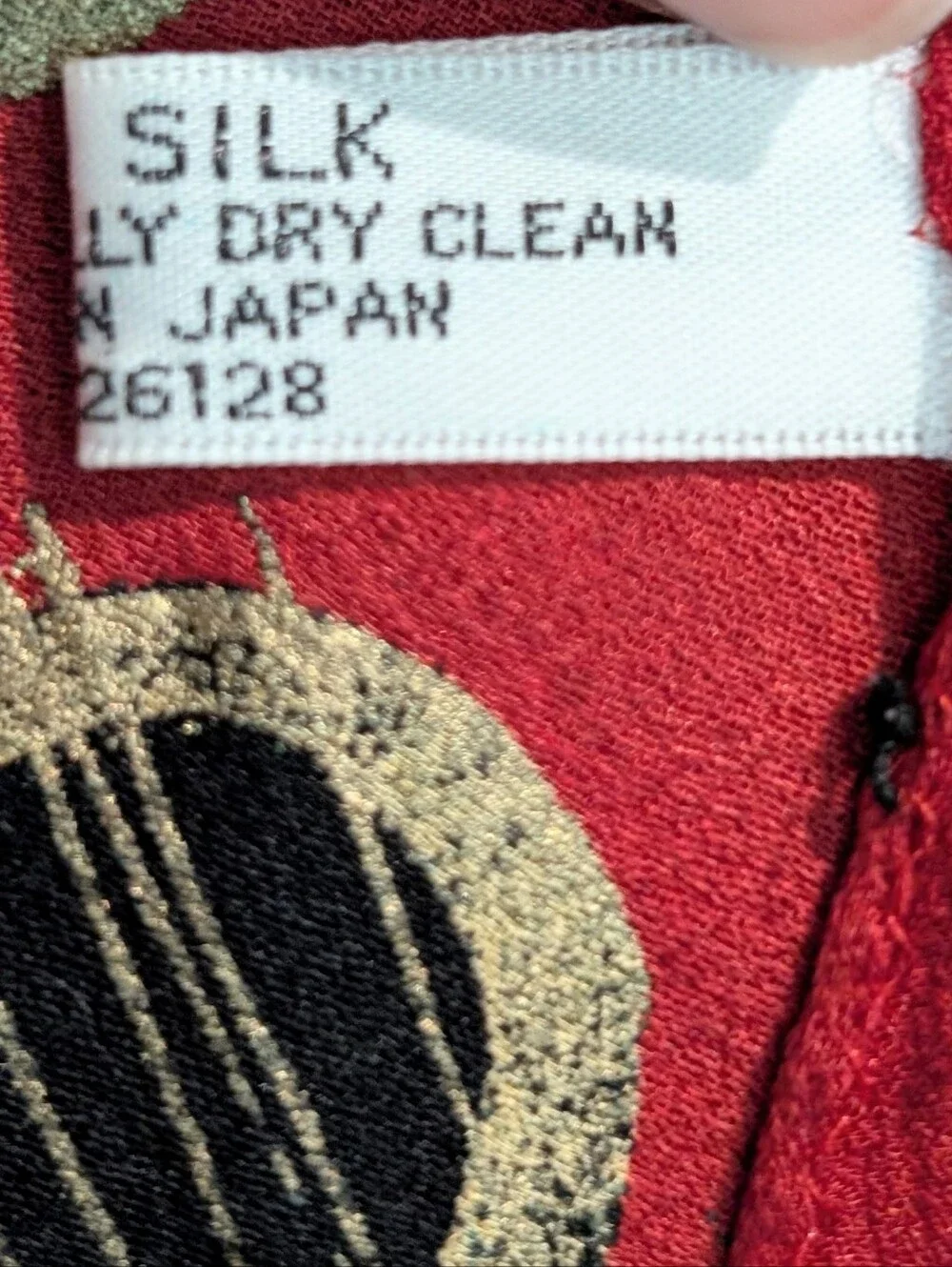 Red Silk Scarf with Multicolor Circle Motif